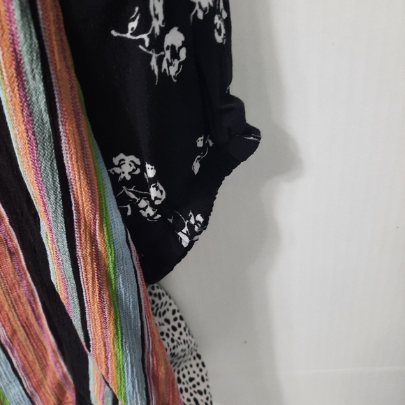 Calessa Boho Floral Embroidered Stripe Tunic Shirt Size 1X Black Pink - Picture 4 of 12